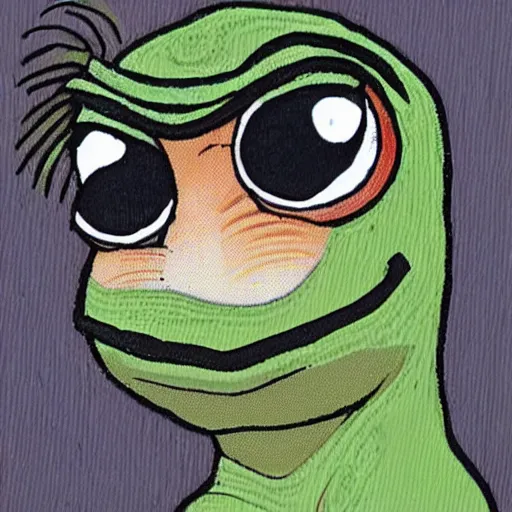 Image similar to pepe, detailed, emotional