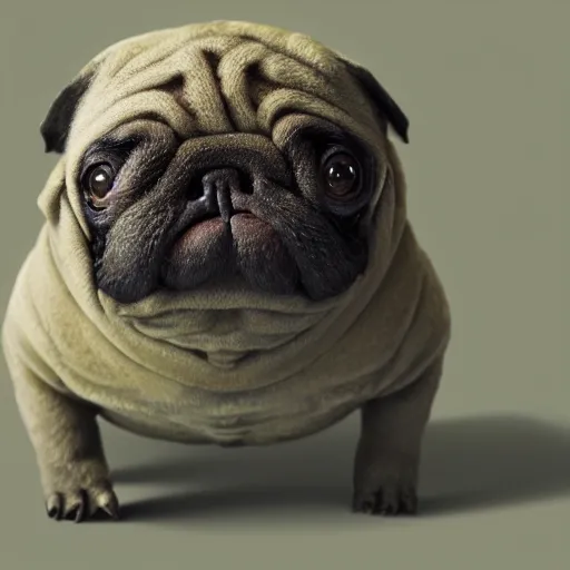 Image similar to A tardigrade with the eyes and mouth of a pug, national geographic-file-photograph, paywall-content, premium-award-winning, trending on artstation