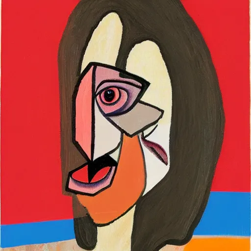 Image similar to George Condo surrealist portrait distorted illustration of a face