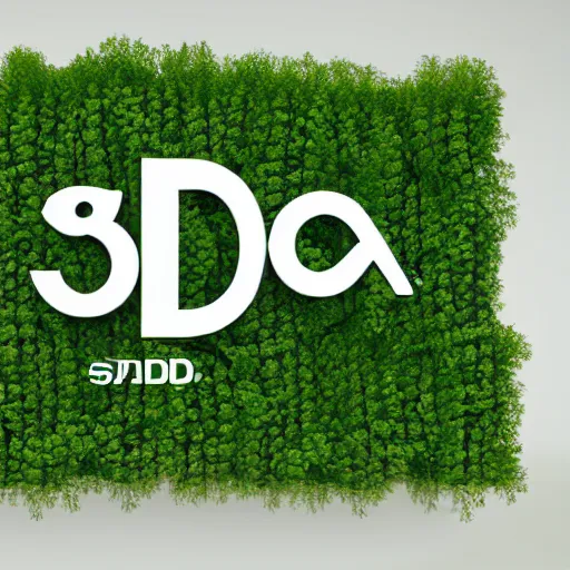 Image similar to a 3 d rendered text box saying sd with vines stretching across the image