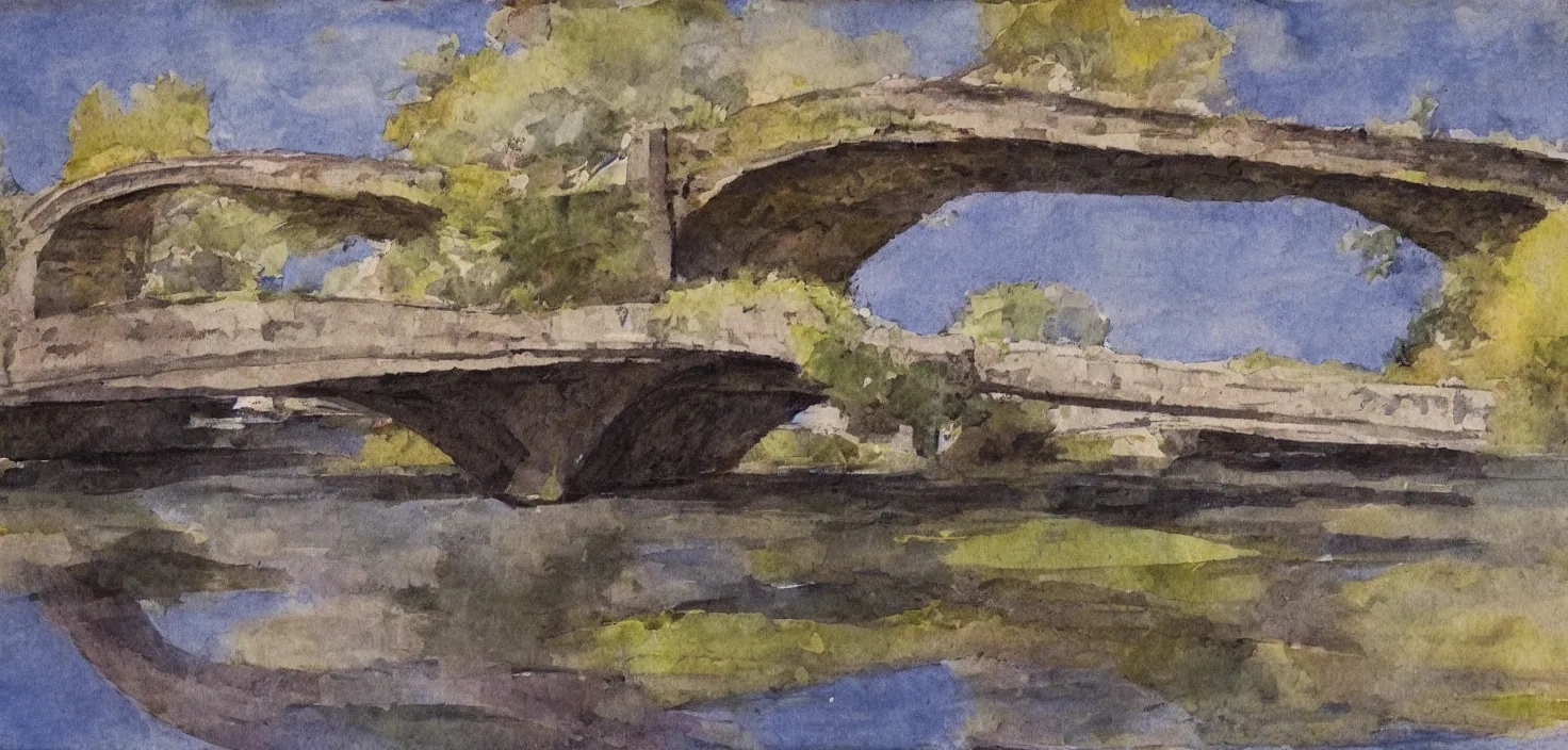 Prompt: bridge over a river , angular, splotches, soft outlines, high contrast, muted colours