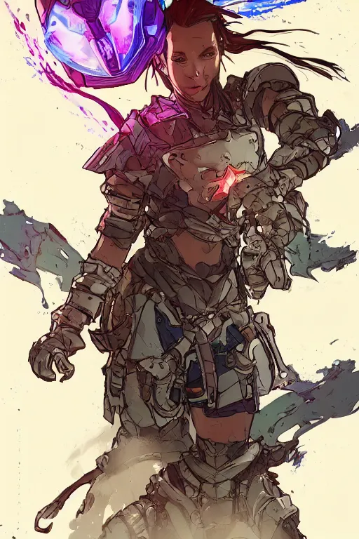 Image similar to combination suit armor aloy horizon forbidden west horizon zero dawn robot ninja mask helmet backpack tribal, art gta 5 comics, official fanart behance hd artstation by jesper ejsing, by rhads, makoto shinkai and lois van baarle, ilya kuvshinov, ossdraws radiating a glowing aura cgi rtx 2 0 2 2