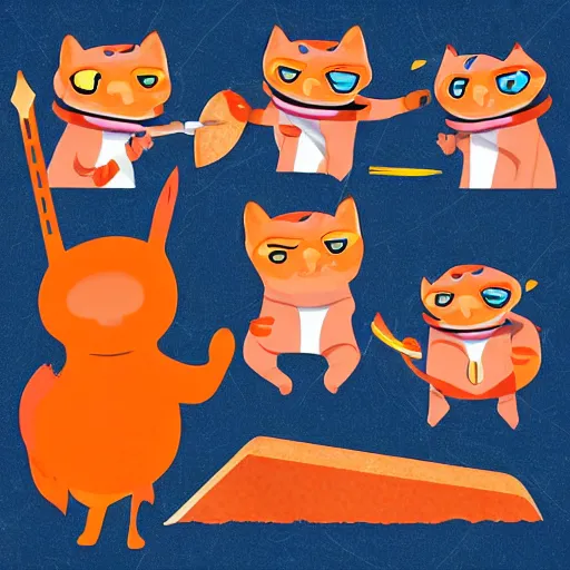 Image similar to anthropomorphic bacon, sword fighting an orange tabby cat, orange tabby sword fighting anthropomorphic bacon, award - winning photograph, realism