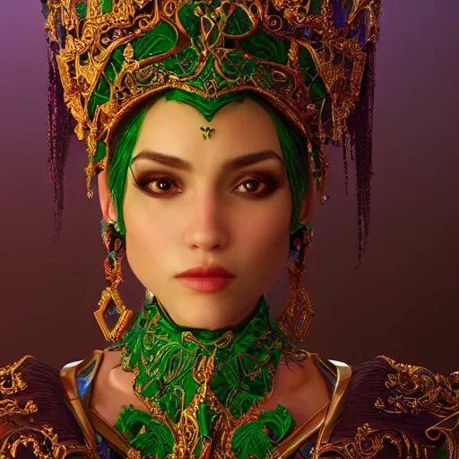 Image similar to portrait of wonderful princess of emerald with fair skin, glowing, ornate and intricate, jaw dropping, dynamic lighting, intricate and detailed, 4 k octane render