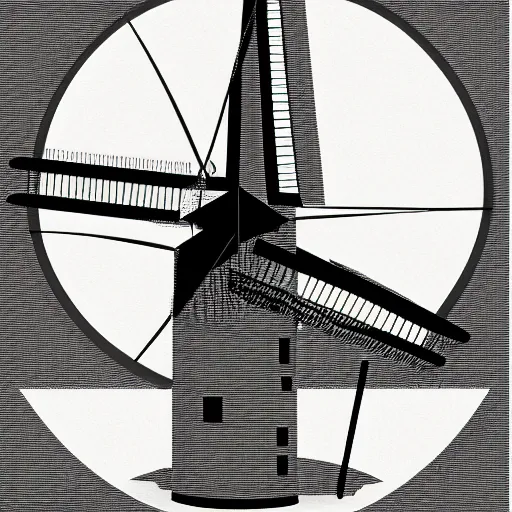 Prompt: Windmill, Bauhaus illustration. Award winning.