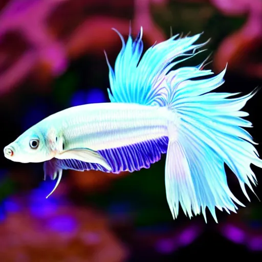 Glistening Beauty - Blue Betta Fish Underwater with Golden