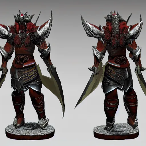 Image similar to character shet of a warrior with dragon armor