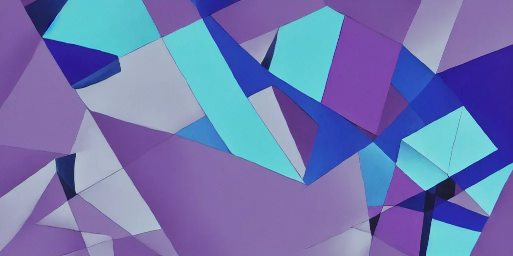 Image similar to a painting of a blue and purple abstract scene, a cubist painting by erno rubik, trending on behance, crystal cubism, isometric, rendered in cinema 4 d, behance hd