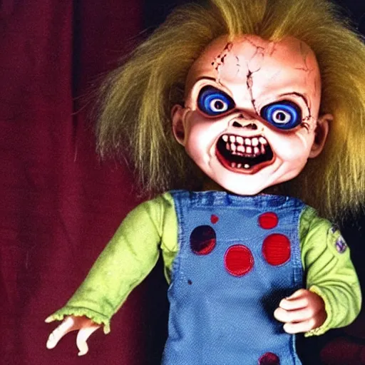 Prompt: cursed image of Chucky the killer doll