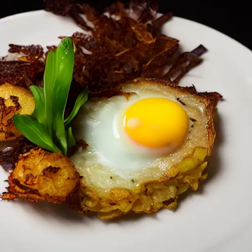 Image similar to Alinea recreation of Hash Browns and Eggs Food Photography