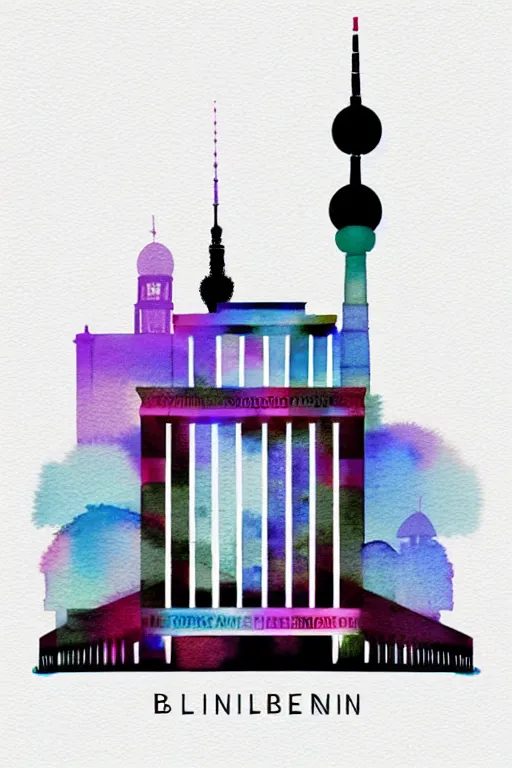 Image similar to minimalist watercolor art of berlin, illustration, vector art