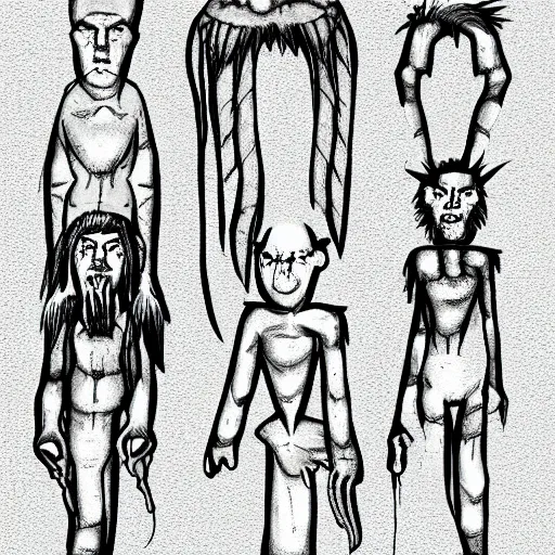 Prompt: cave people characters digital drawing