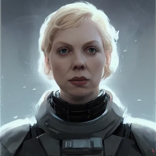 Image similar to portrait of a woman by greg rutkowski, she looks like gwendoline christie, wearing the tactical gear of the corellian confederation, star wars expanded universe, he is about 3 0 years old, highly detailed portrait, digital painting, artstation, concept art, smooth, sharp foccus ilustration, artstation hq