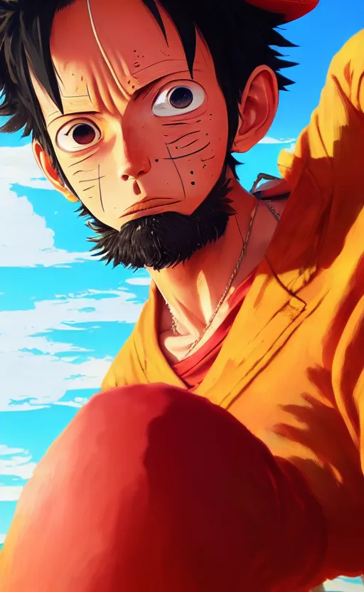 Prompt: highly detailed portrait of luffy in gta v, stephen bliss, unreal engine, fantasy art by greg rutkowski, loish, rhads, ferdinand knab, makoto shinkai and lois van baarle, ilya kuvshinov, rossdraws, tom bagshaw, global illumination, radiant light, detailed and intricate environment