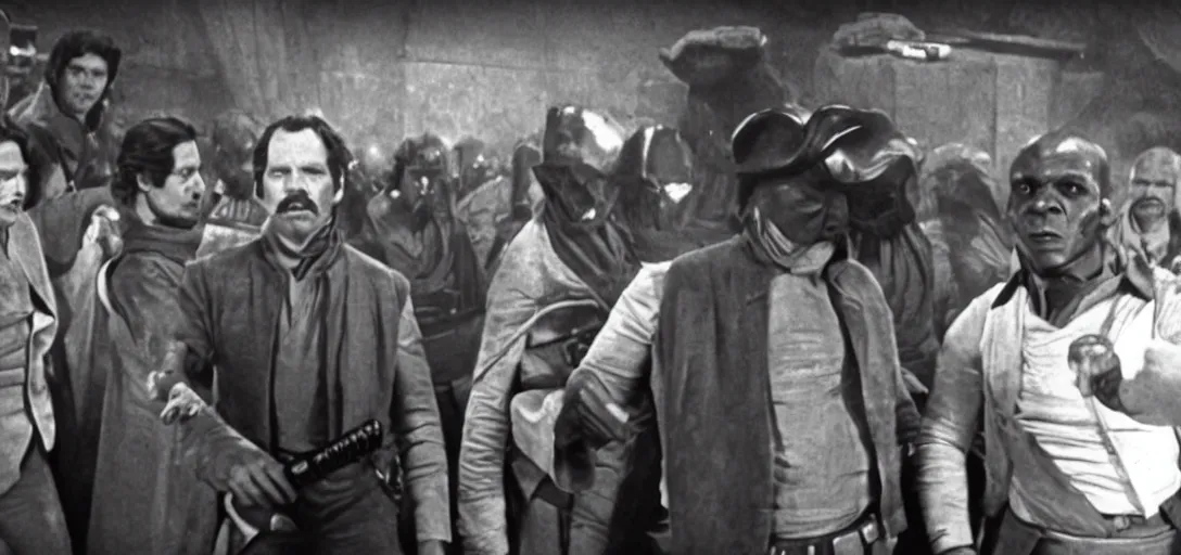 Image similar to a screencap from the cantina scene in the movie star wars of 1 8 7 6