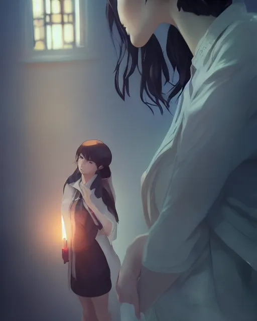 Image similar to a female preacher, full shot, atmospheric lighting, detailed face, by makoto shinkai, stanley artgerm lau, wlop, rossdraws