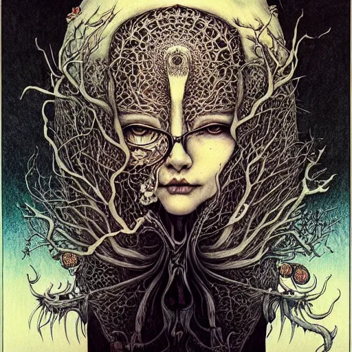 Image similar to portrait painted in jacek yerka style drawn by vania zouravliov and takato yamamoto, inspired by angel of death, intricate acrylic gouache painting, high detail, sharp high detail, artstation