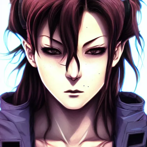 Prompt: a portrait of revy from black lagoon manga, symmetrical eyes, symmetrical face, art by lois van baarle and loish and ross tran and rossdraws and sam yang and samdoesarts and artgerm, digital art, highly detailed, intricate, sharp focus, trending on artstation hq, deviantart, unreal engine 5, 4 k uhd image