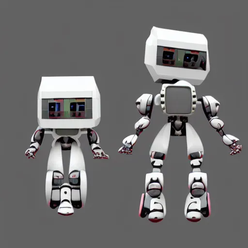 Image similar to low poly render of a cute robot