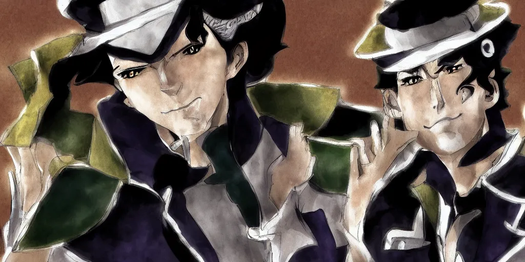 Jotaro Kujo from JoJo's Bizarre Adventure, drawn by, Stable Diffusion