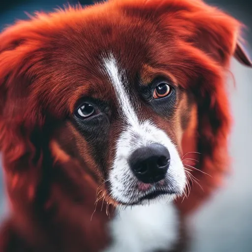 Image similar to ultra detailed photo of a dog with red fur