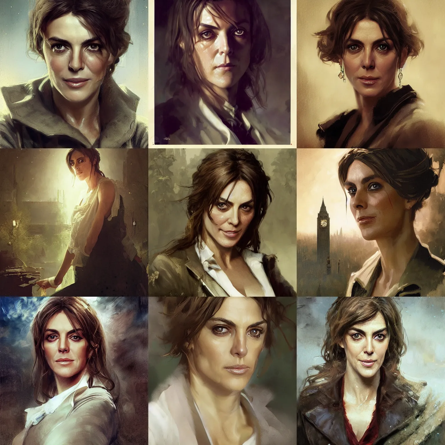 Prompt: portrait elizabeth hurley like the doctor who, photo realistic, highly detailed, perfect face, fine details, by carl spitzweg, ismail inceoglu, vdragan bibin, hans thoma, greg rutkowski, alexandros pyromallis