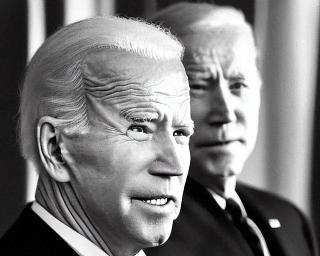 Image similar to president joe biden face to face with president joe biden, nikon 3 5 mm, photograph