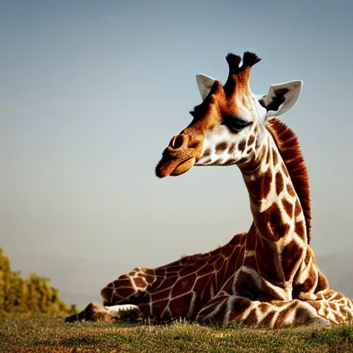 Prompt: a giraffe meditating, ultra realistic, photorealistic, cinematic