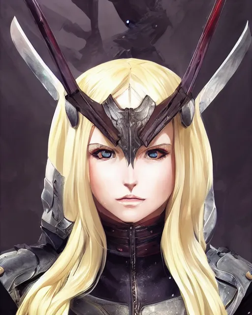 Image similar to An anime portrait of Enji Night as a blonde huntress from Skyrim, by Stanley Artgerm Lau, WLOP, Rossdraws, James Jean, Andrei Riabovitchev, Marc Simonetti, and Sakimichan, tranding on artstation, ultra realistic