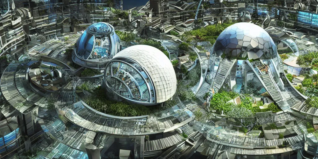 Image similar to futuristic ecological city with dome, cinematic, highly detailed, anamorphic lens