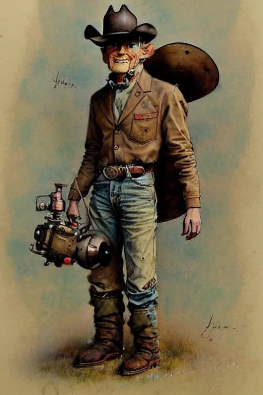 Image similar to (((((1950s robot cowboy. muted colors.))))) by Jean-Baptiste Monge !!!!!!!!!!!!!!!!!!!!!!!!!!!