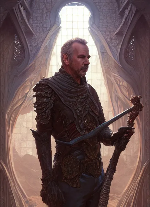 Prompt: kevin costner as oscar diggs, intricate, d & d, wizard, fantasy, art nouveau, digital painting, trending on artstation, sharp focus, wide shot, illustration, global illumination, ray tracing, art by artgerm and greg rutkowski and ruan jia