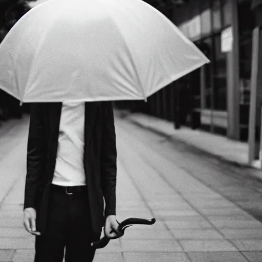 Image similar to young man holding an umbrella, 14mm photo