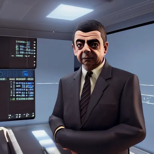 Image similar to rowan atkinson in xcom, highly detailed, extremely high quality, hd, 4 k, 8 k, professional photographer, 4 0 mp, lifelike, top - rated, award winning, realistic, detailed lighting, detailed shadows, sharp, no blur, edited, corrected, trending
