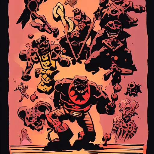 Image similar to artwork by Mike Mignola