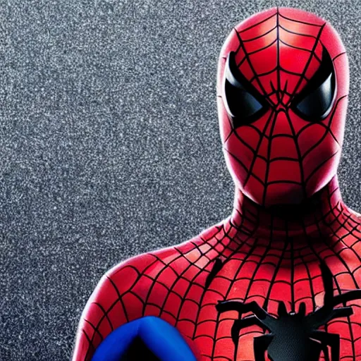 Image similar to bruce willis as unmask spiderman, rain background, an film still