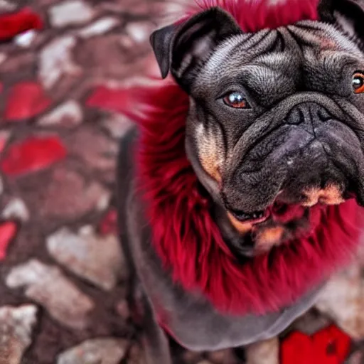 Prompt: ultra detailed photo of a demonic dog with red fur