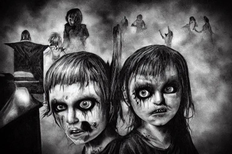 Image similar to black eyed kids, creepy, demonic