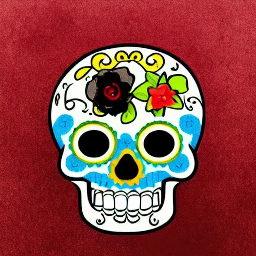 Prompt: a sugar skull in the style of pixar