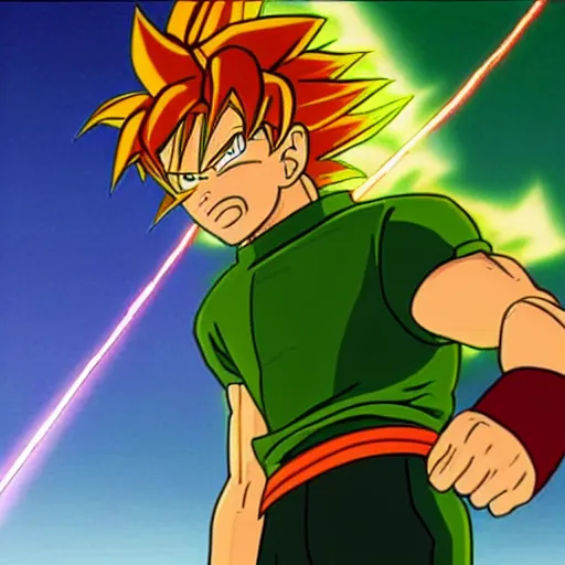 Image similar to shaggy rogers(as the legendary super saiyan) powering up to beyond 100% power in the style of akira toriyama detailed High Resolution HD 8k