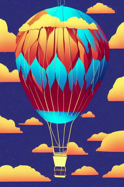 Image similar to sunrise mountain water hot - air balloon illustration vector digital art trending on artstation