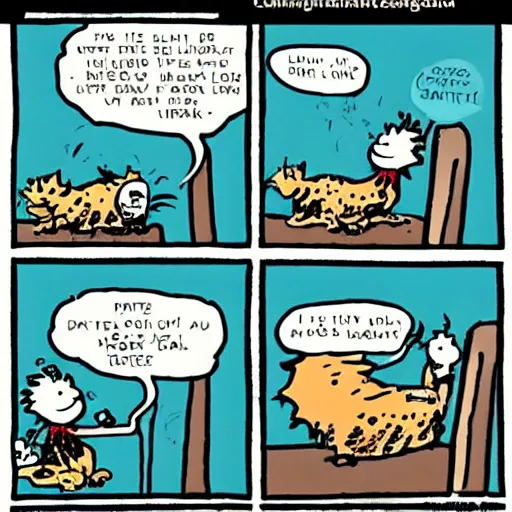 Prompt: “Hobbes finally eats Calvin” comic, animated