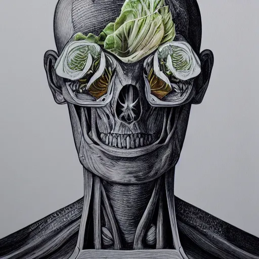 Image similar to the anatomy of a head of lettuce, an ultrafine detailed painting by james jean, octopath traveler, behance contest winner, vanitas, angular, altermodern