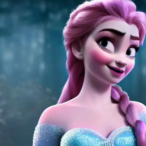 Image similar to bad bhabie as elsa in live action disney frozen, 8k resolution, full HD, cinematic lighting, award winning, anatomically correct