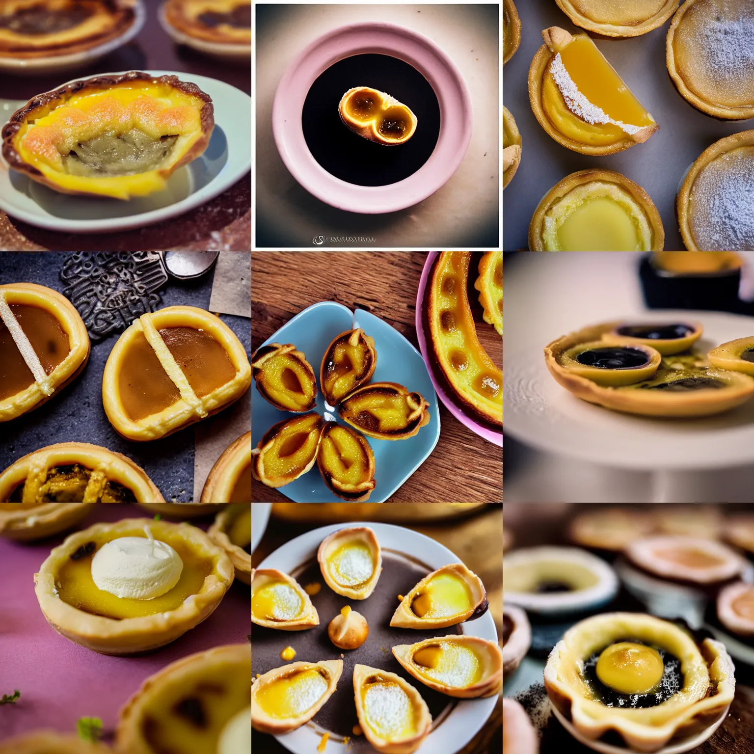 Prompt: macrophotography pastel de nata in Lisbon