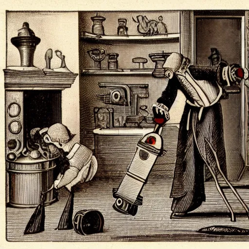 Prompt: a tudor vacuum cleaner