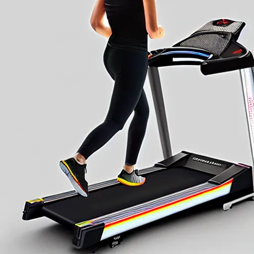 Prompt: RGB gaming treadmill manufactured by the company razor