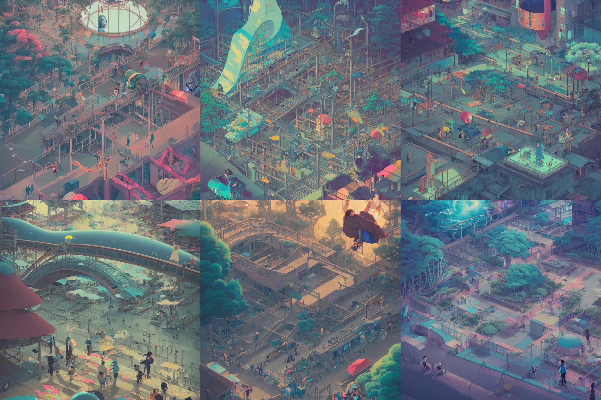 Prompt: STUDIO GHIBLI, skatepark. intricate artwork by Tooth Wu and wlop and beeple and dan mumford and greg rutkowski and nekroxiii. halo. cinematic, hyper realism, 8k, depth of field, bokeh. iridescent accents. vibrant.