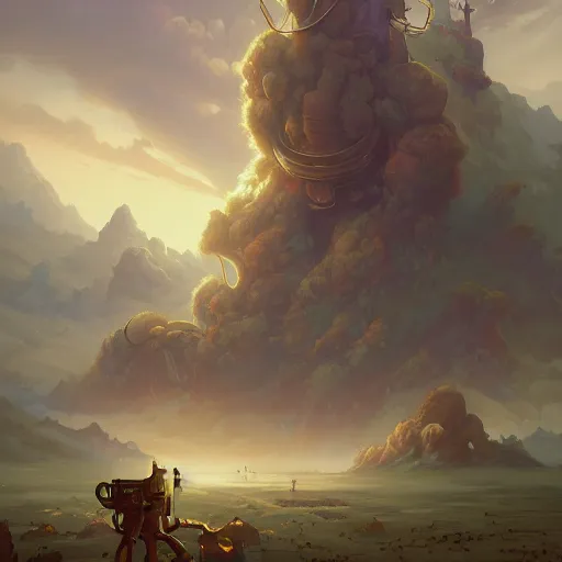 Image similar to call the prime land from the yeast by peter mohrbacher and dan mumford, trending on artstation, cgsociety 4 k