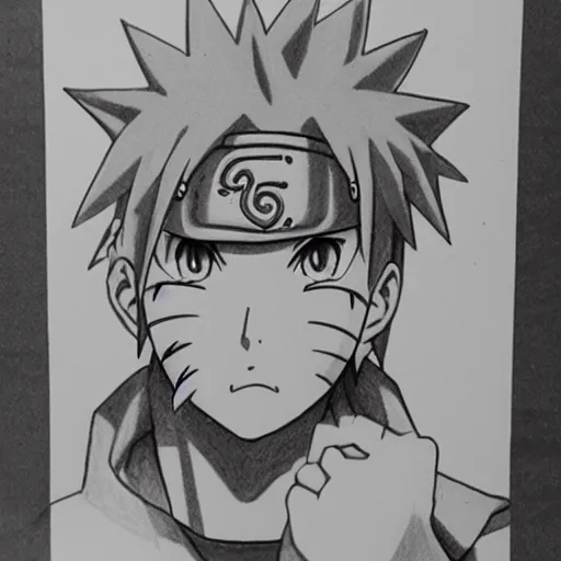 Pencil sketch of Naruto